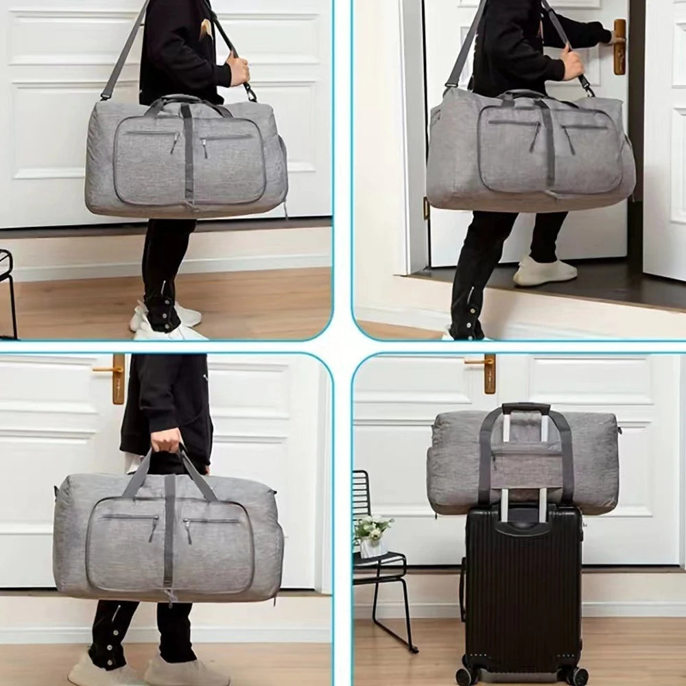 Gym Bag with Shoe Compartment Carry on Luggage Travel Bag Sports Bag Duffle Bag for Men and Women Foldable and Expandable