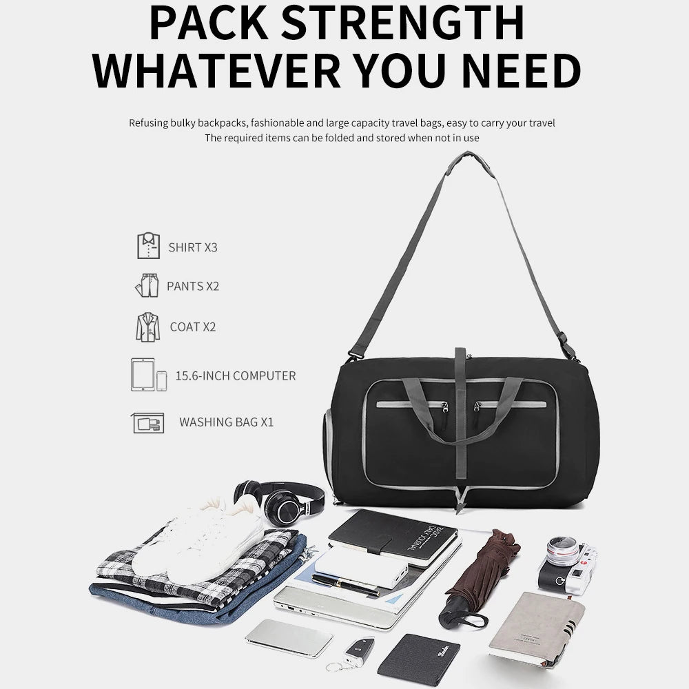 Gym Bag with Shoe Compartment Carry on Luggage Travel Bag Sports Bag Duffle Bag for Men and Women Foldable and Expandable