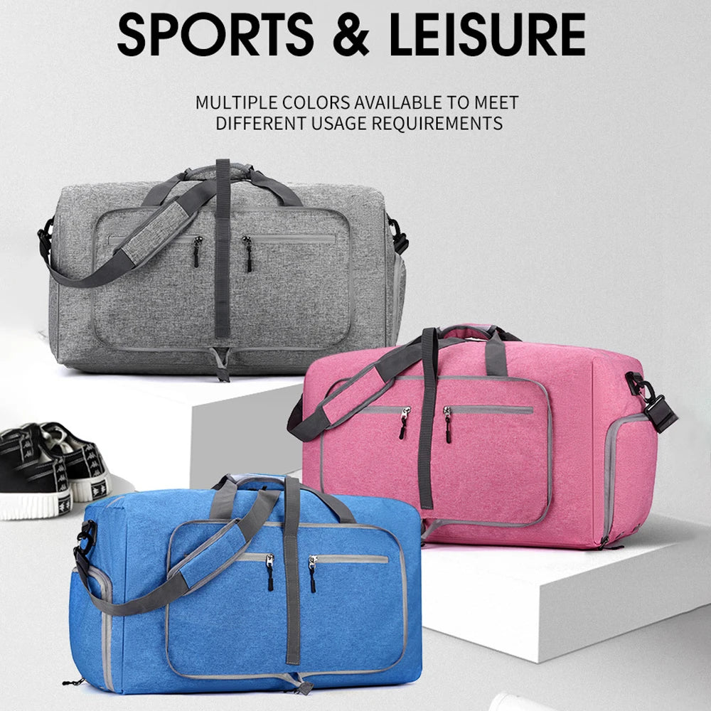 Gym Bag with Shoe Compartment Carry on Luggage Travel Bag Sports Bag Duffle Bag for Men and Women Foldable and Expandable
