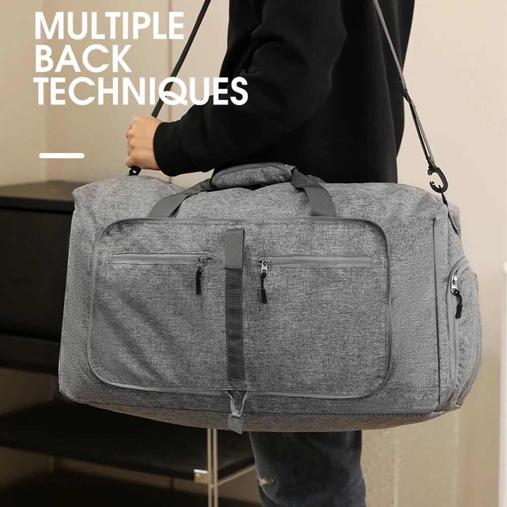 Gym Bag with Shoe Compartment Carry on Luggage Travel Bag Sports Bag Duffle Bag for Men and Women Foldable and Expandable