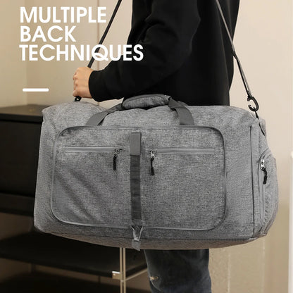 Gym Bag with Shoe Compartment Carry on Luggage Travel Bag Sports Bag Duffle Bag for Men and Women Foldable and Expandable